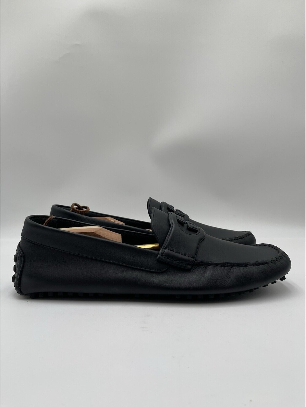 Mens Gucci Ayrton driving Interlock G loafer in black calfskin leather Size 13